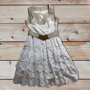 Milly 🌵 White & Beige Sleeveless Dress, Size 2
